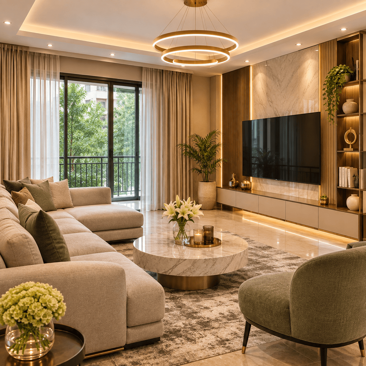 Living room interior fit-out in Model Town